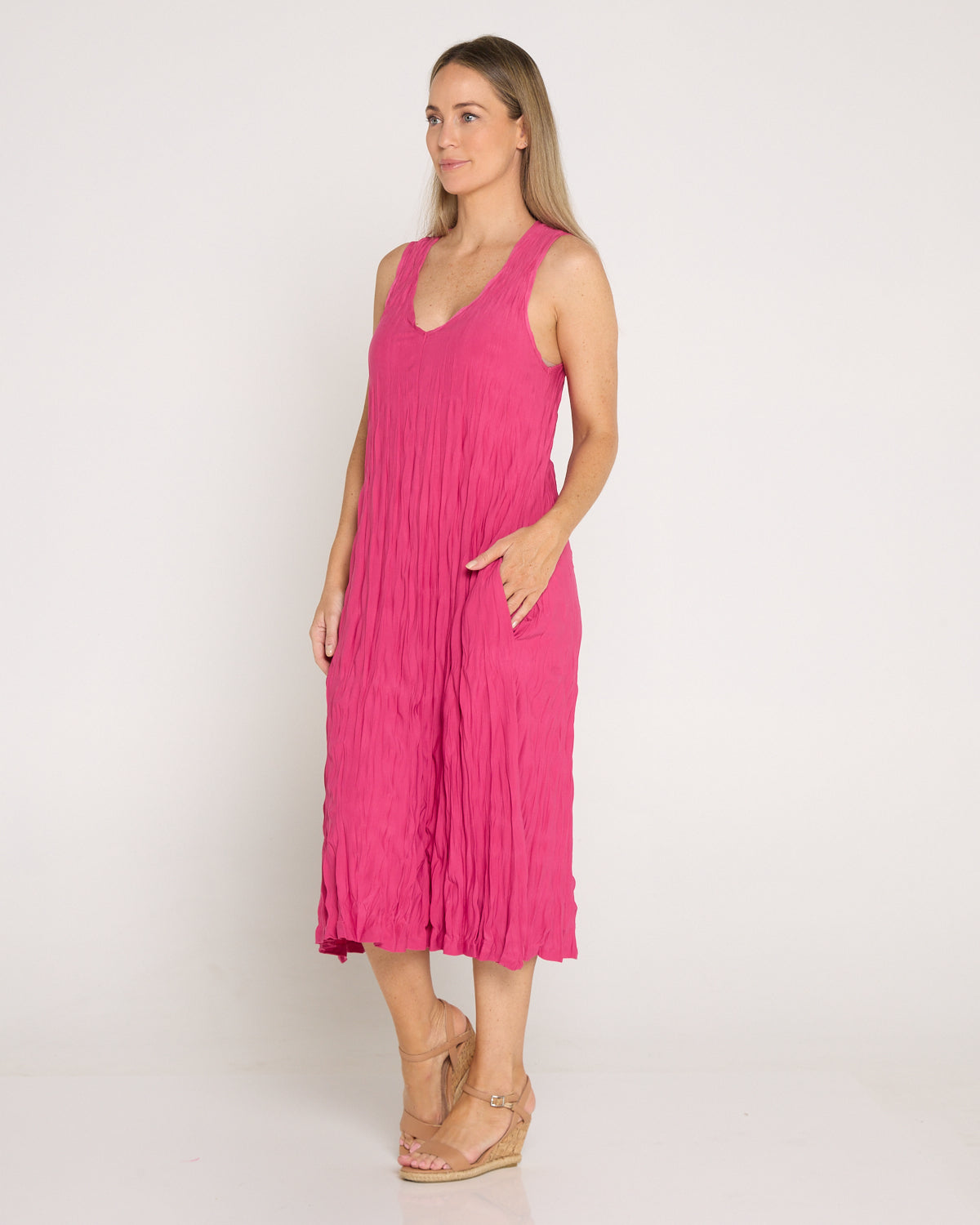 Stella Sleeveless Dress - Fuchsia