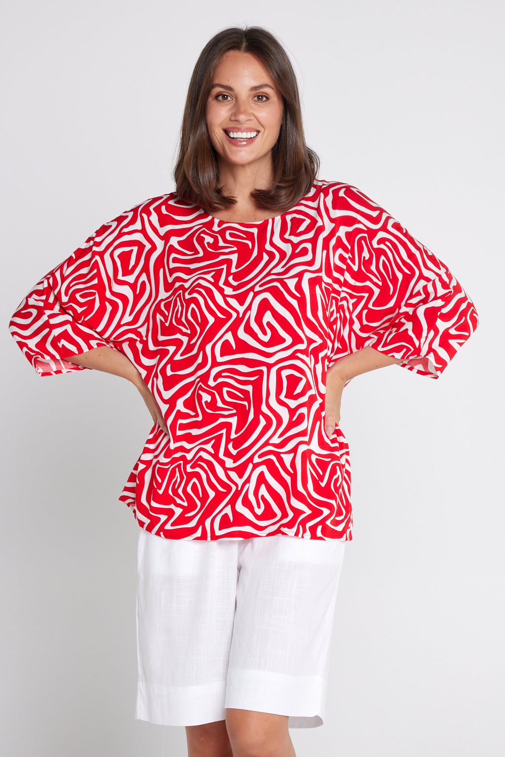 Summer Ease Top - Red/White Swirl