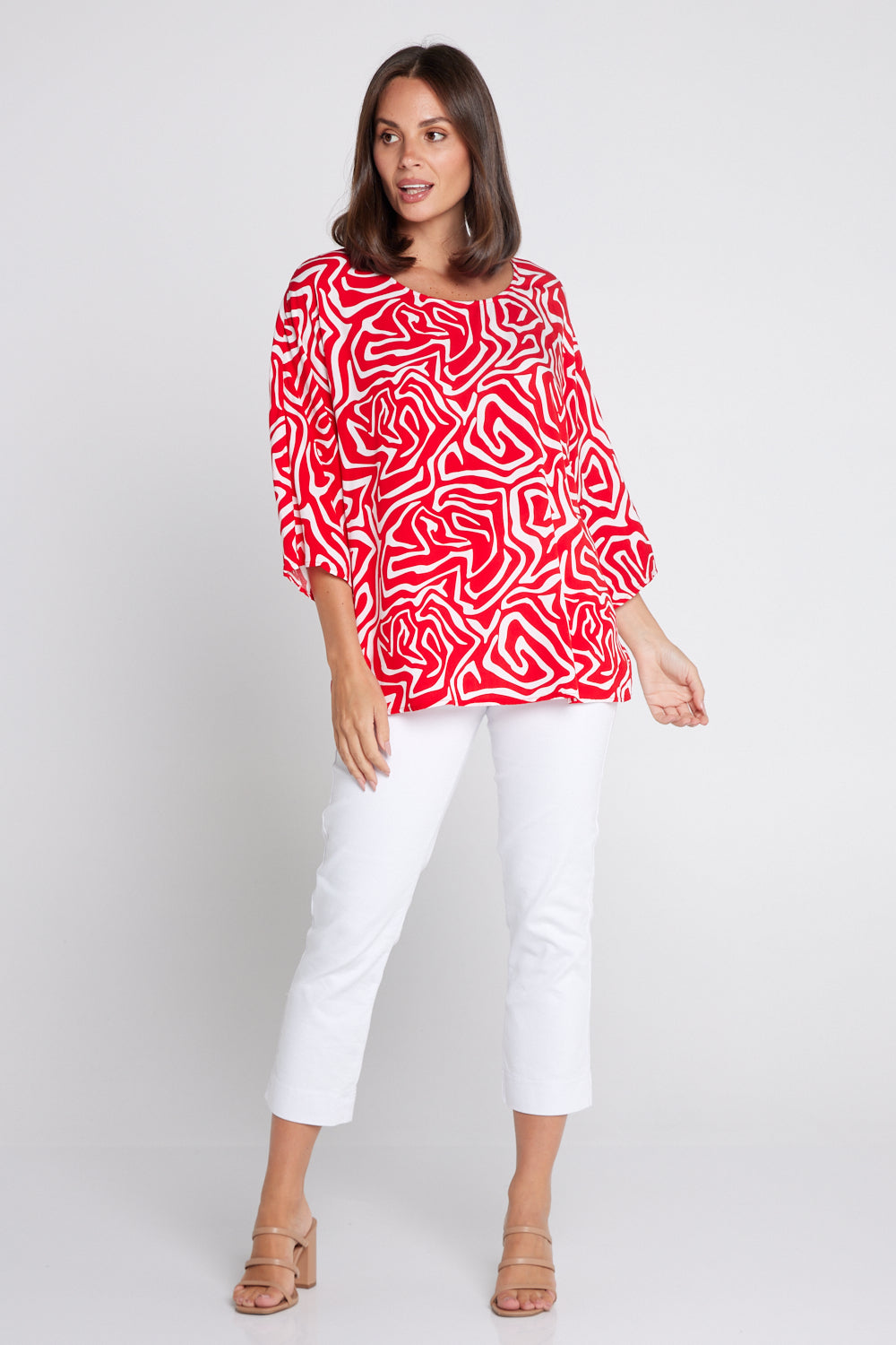 Summer Ease Top - Red/White Swirl