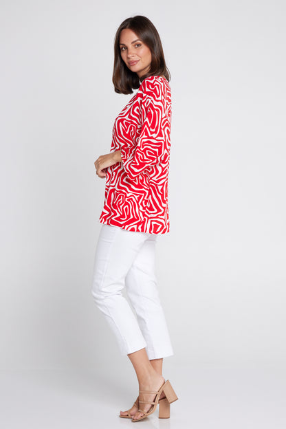 Summer Ease Top - Red/White Swirl