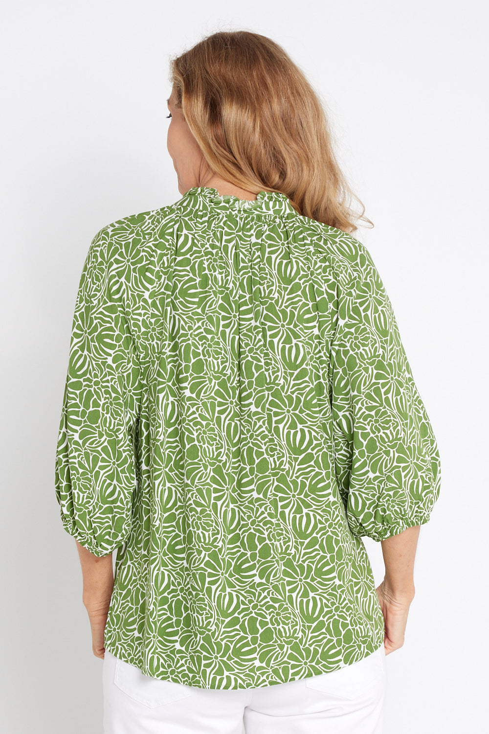 Leaves of Love Print Top - Avocado