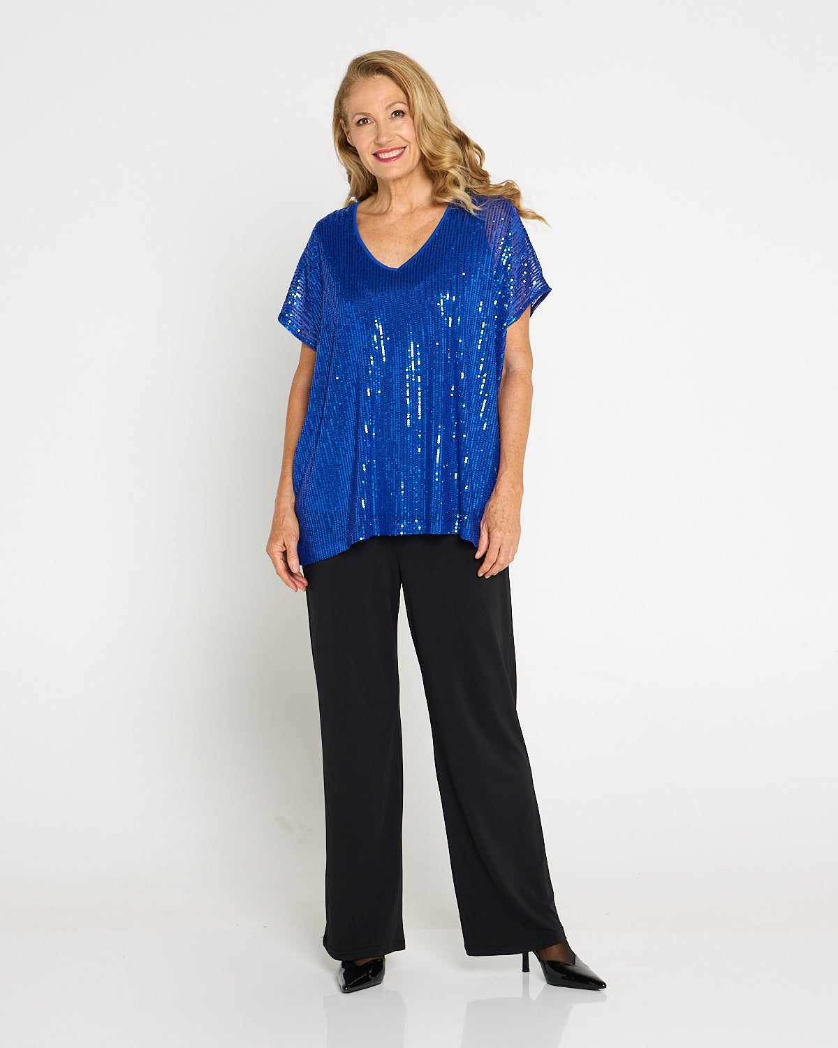 Sparkle Tonight Sequin Top - Electric