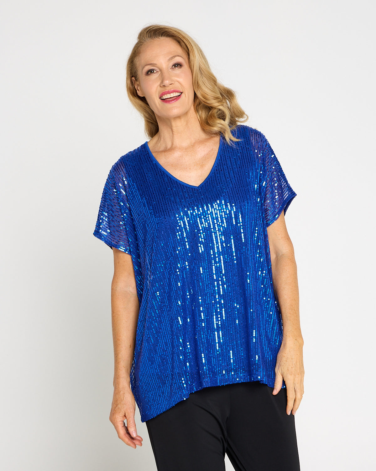 Sparkle Tonight Sequin Top - Electric