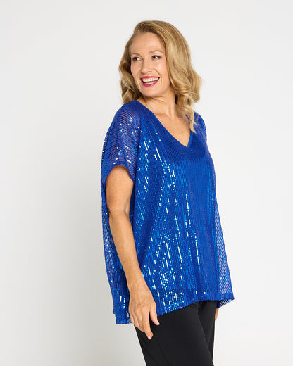 Sparkle Tonight Sequin Top - Electric