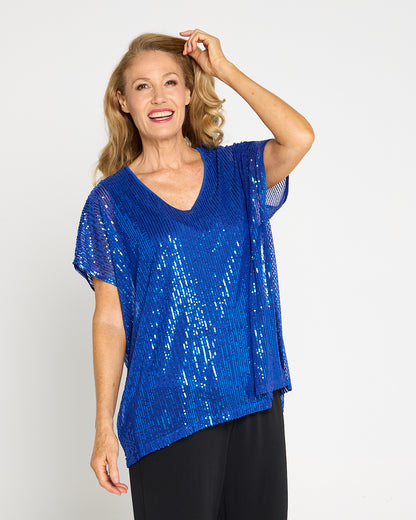 Sparkle Tonight Sequin Top - Electric