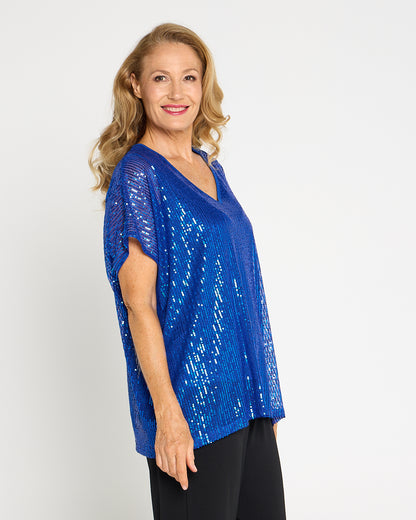 Sparkle Tonight Sequin Top - Electric