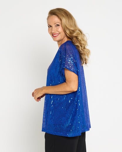 Sparkle Tonight Sequin Top - Electric