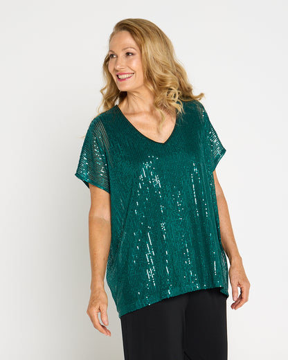 Sparkle Tonight Sequin Top - Jade