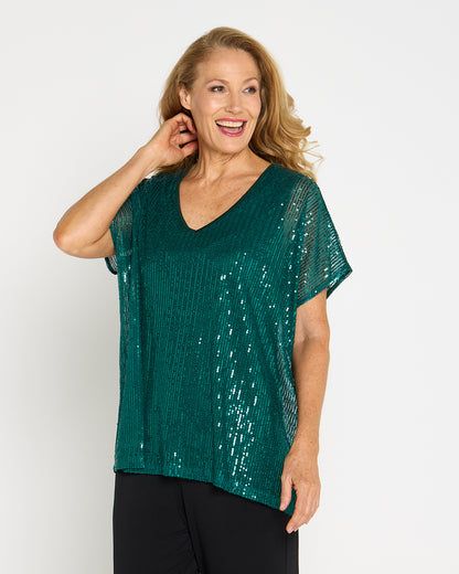 Sparkle Tonight Sequin Top - Jade