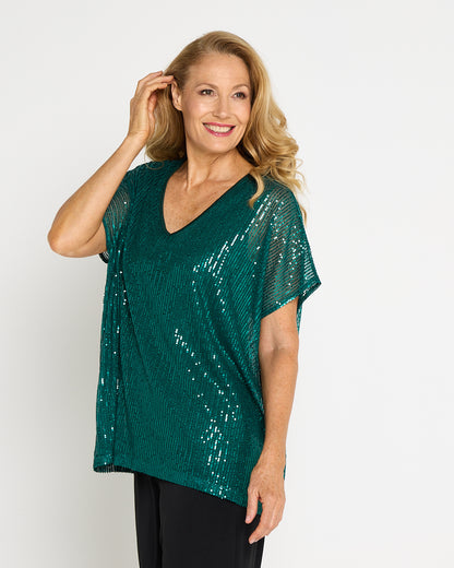 Sparkle Tonight Sequin Top - Jade