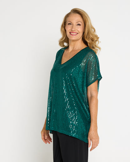 Sparkle Tonight Sequin Top - Jade