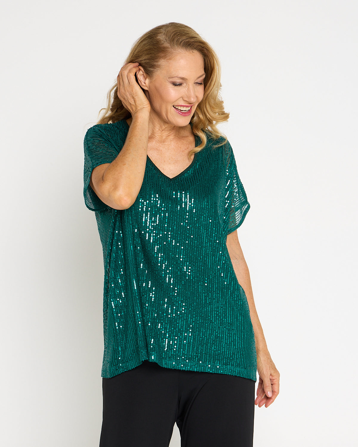 Sparkle Tonight Sequin Top - Jade