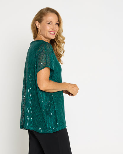 Sparkle Tonight Sequin Top - Jade