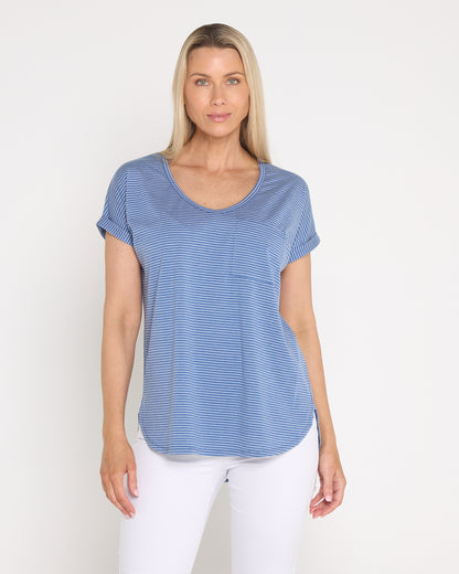 Hestia Travel Tee - Blue Stripe