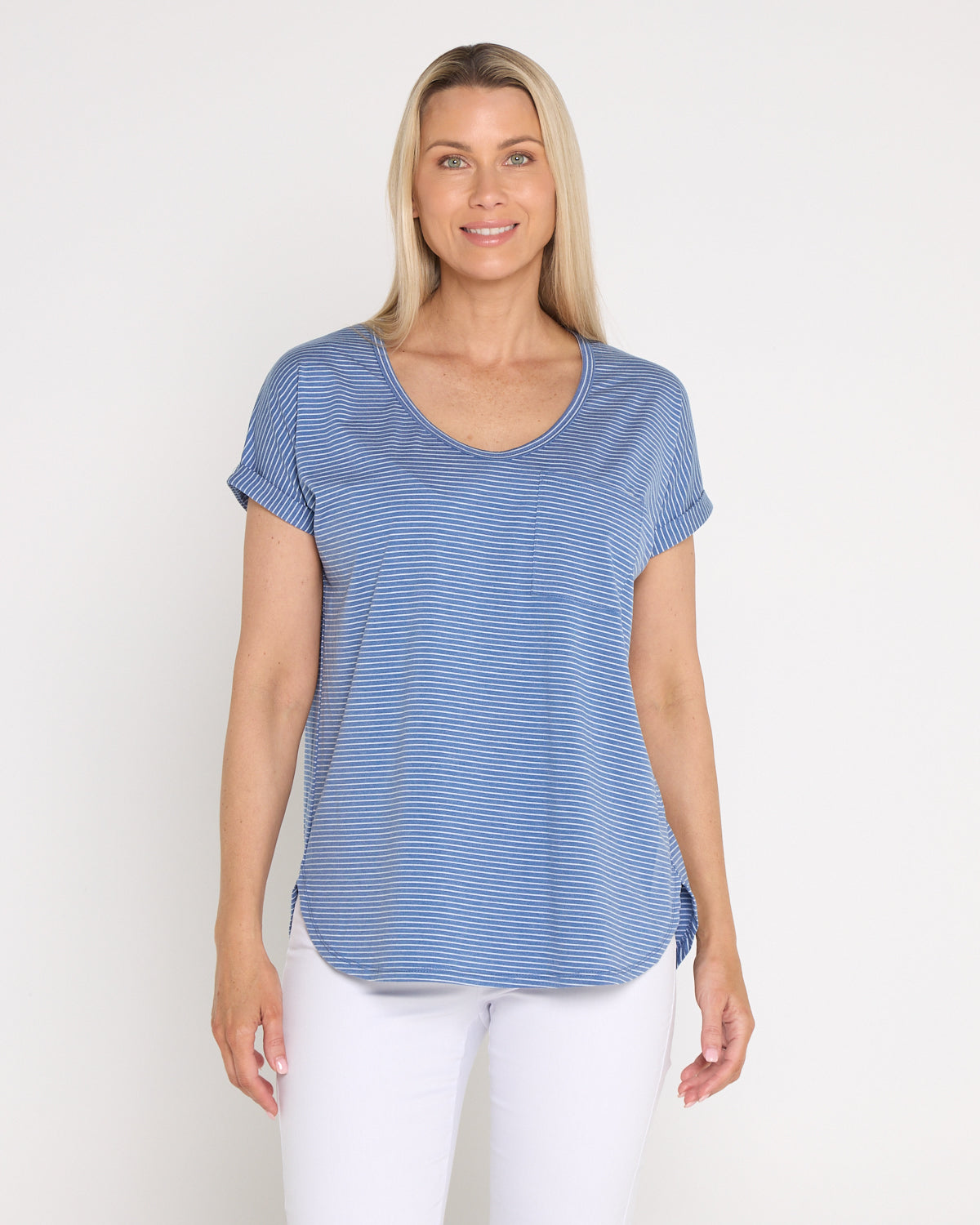 Hestia Travel Tee - Blue Stripe