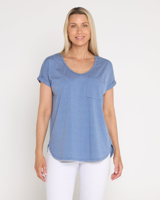 Hestia Travel Tee - Blue Stripe