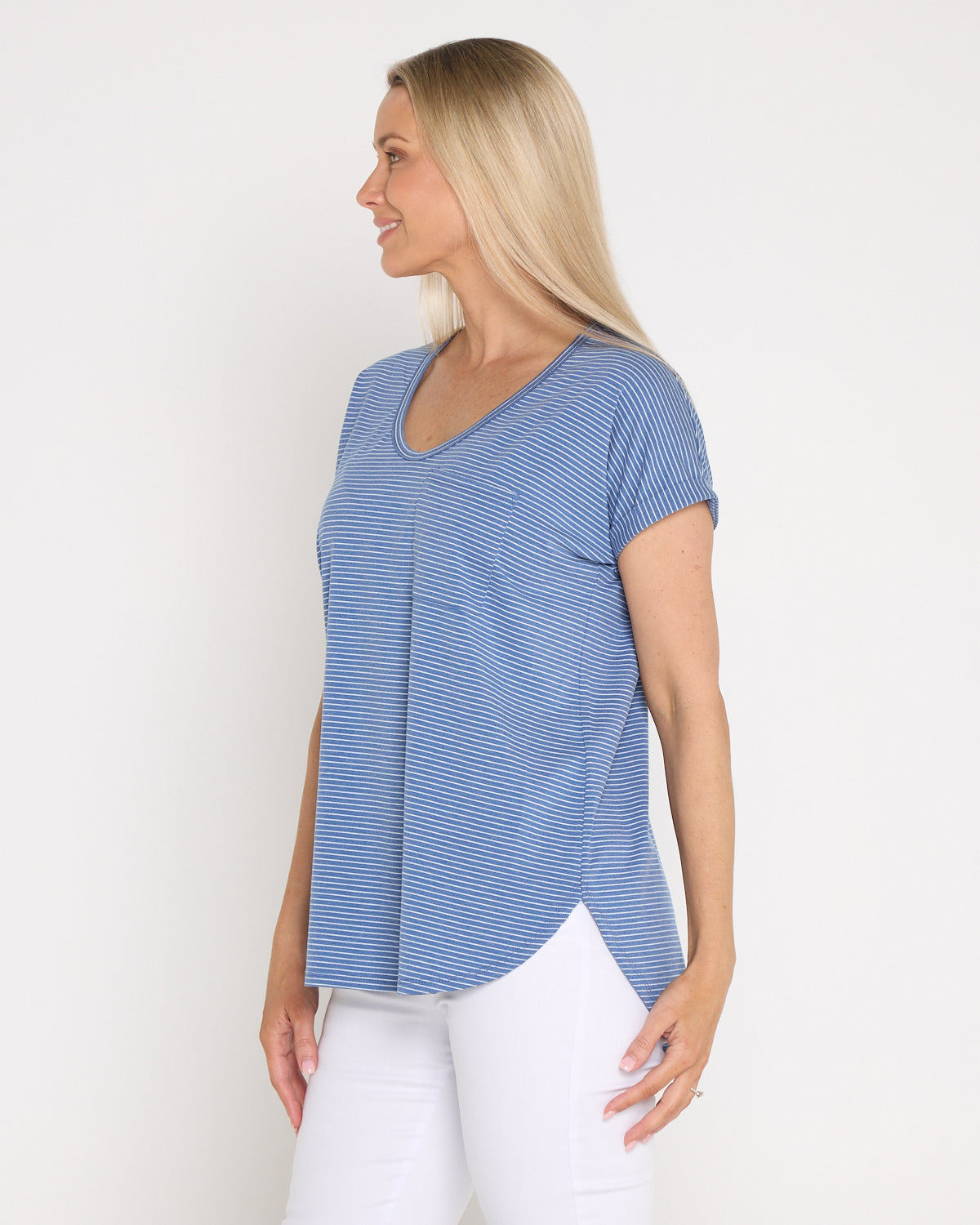 Hestia Travel Tee - Blue Stripe