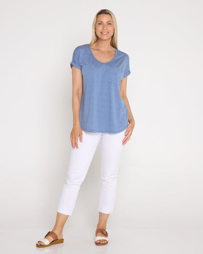 Hestia Travel Tee - Blue Stripe