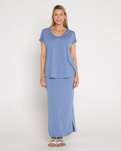 Hestia Travel Tee - Blue Stripe