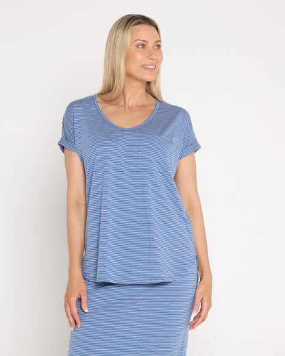 Hestia Travel Tee - Blue Stripe