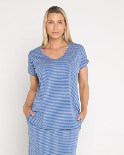 Hestia Travel Tee - Blue Stripe