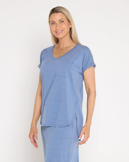 Hestia Travel Tee - Blue Stripe