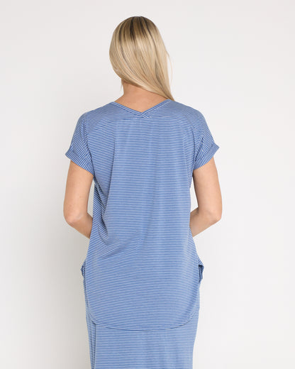 Hestia Travel Tee - Blue Stripe