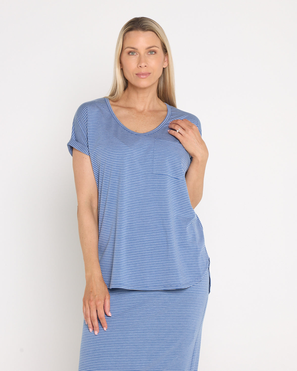 Hestia Travel Tee - Blue Stripe