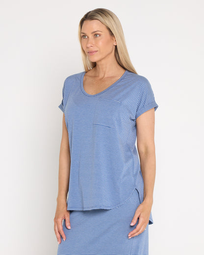 Hestia Travel Tee - Blue Stripe