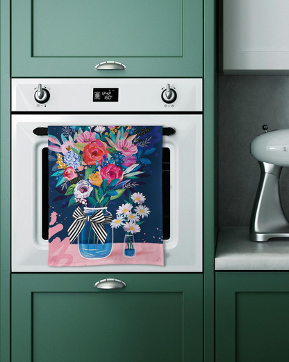 Microfibre Tea Towel - Blue Wildflowers