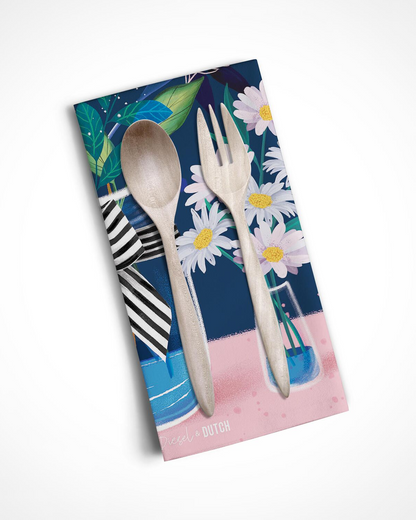 Microfibre Tea Towel - Blue Wildflowers