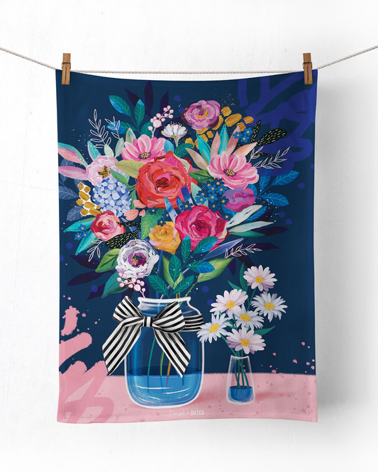 Microfibre Tea Towel - Blue Wildflowers