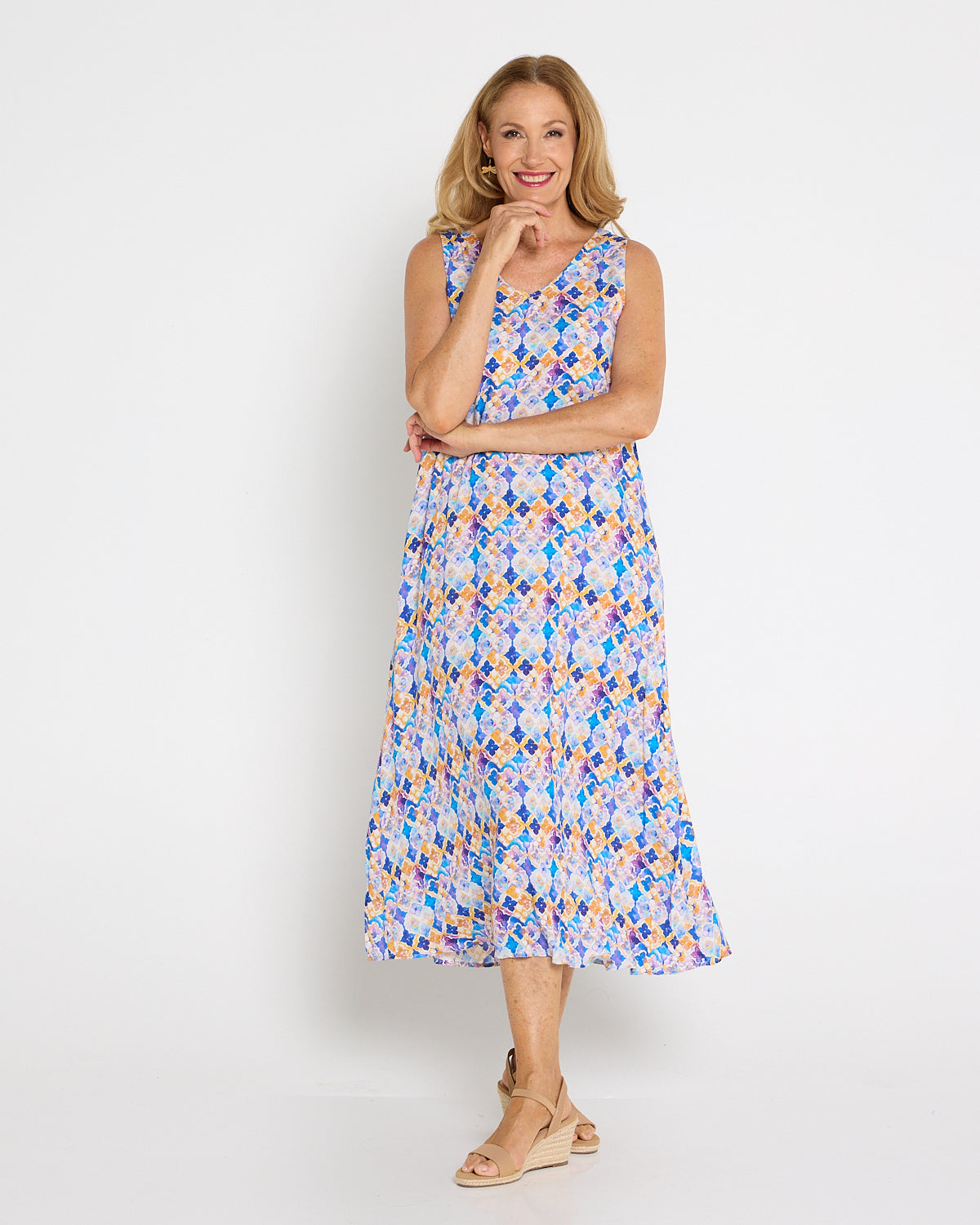 Sienna Sleeveless Midi Dress - Marrakesh