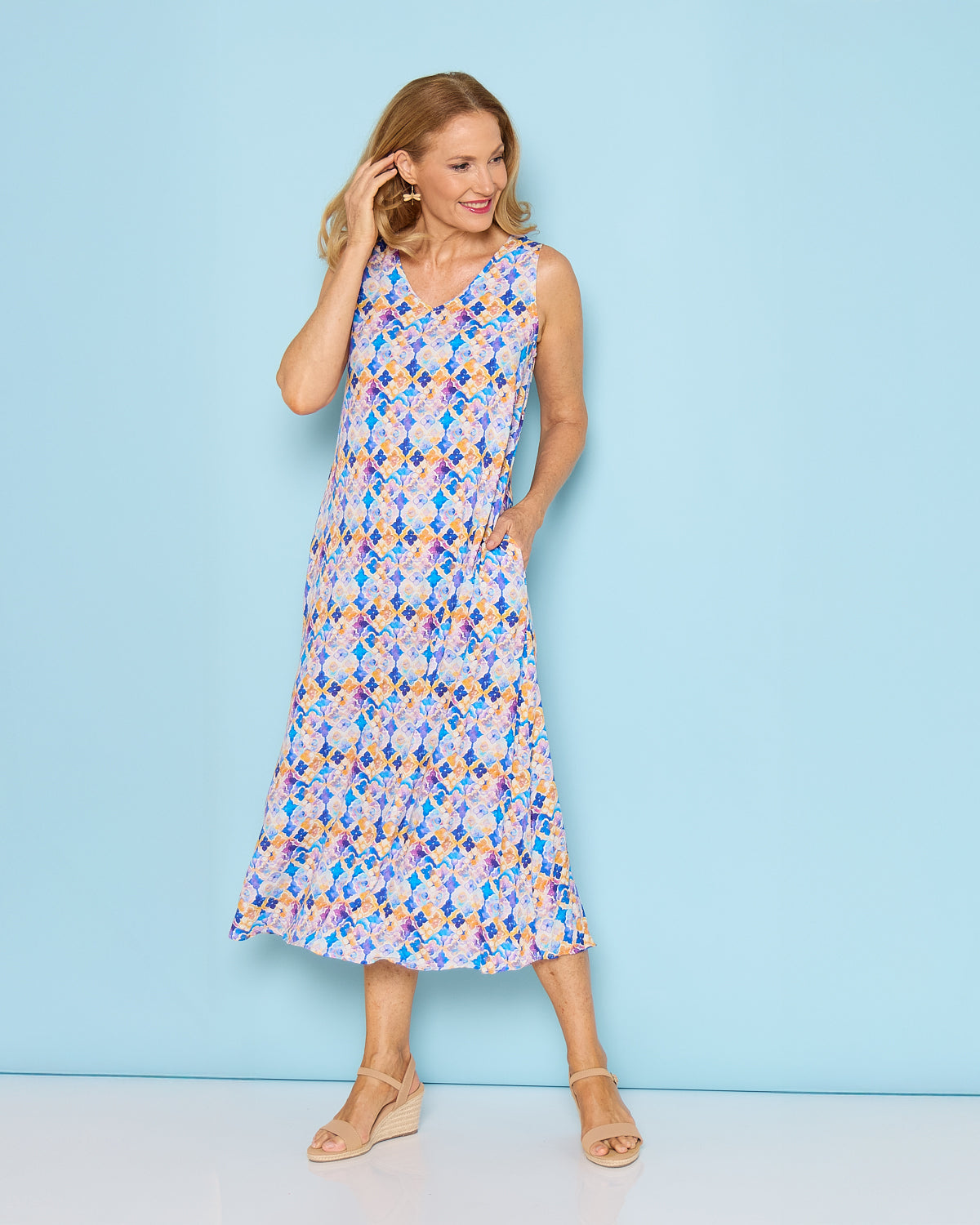 Sienna Sleeveless Midi Dress - Marrakesh