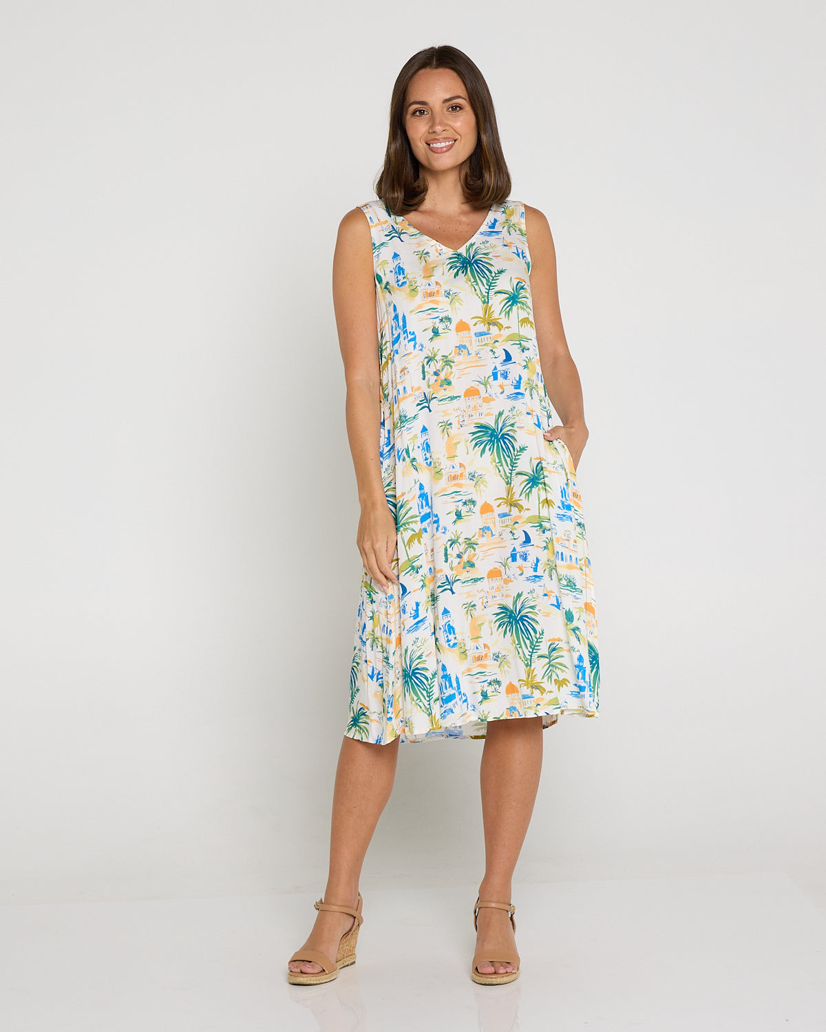 Sienna Sleeveless Petite Dress - Tropical Palace