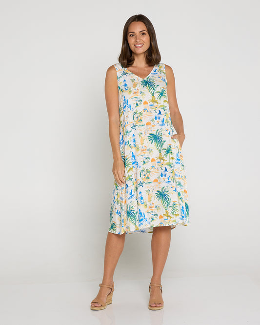 Sienna Sleeveless Petite Dress - Tropical Palace