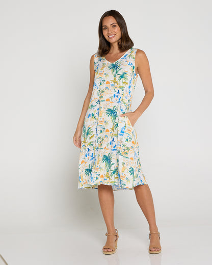 Sienna Sleeveless Petite Dress - Tropical Palace