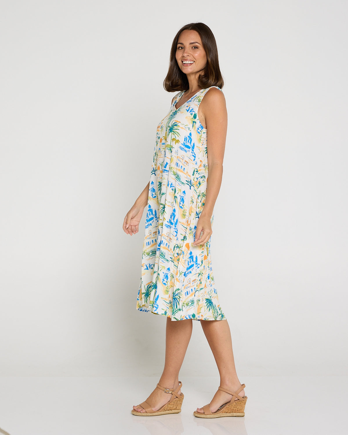 Sienna Sleeveless Petite Dress - Tropical Palace