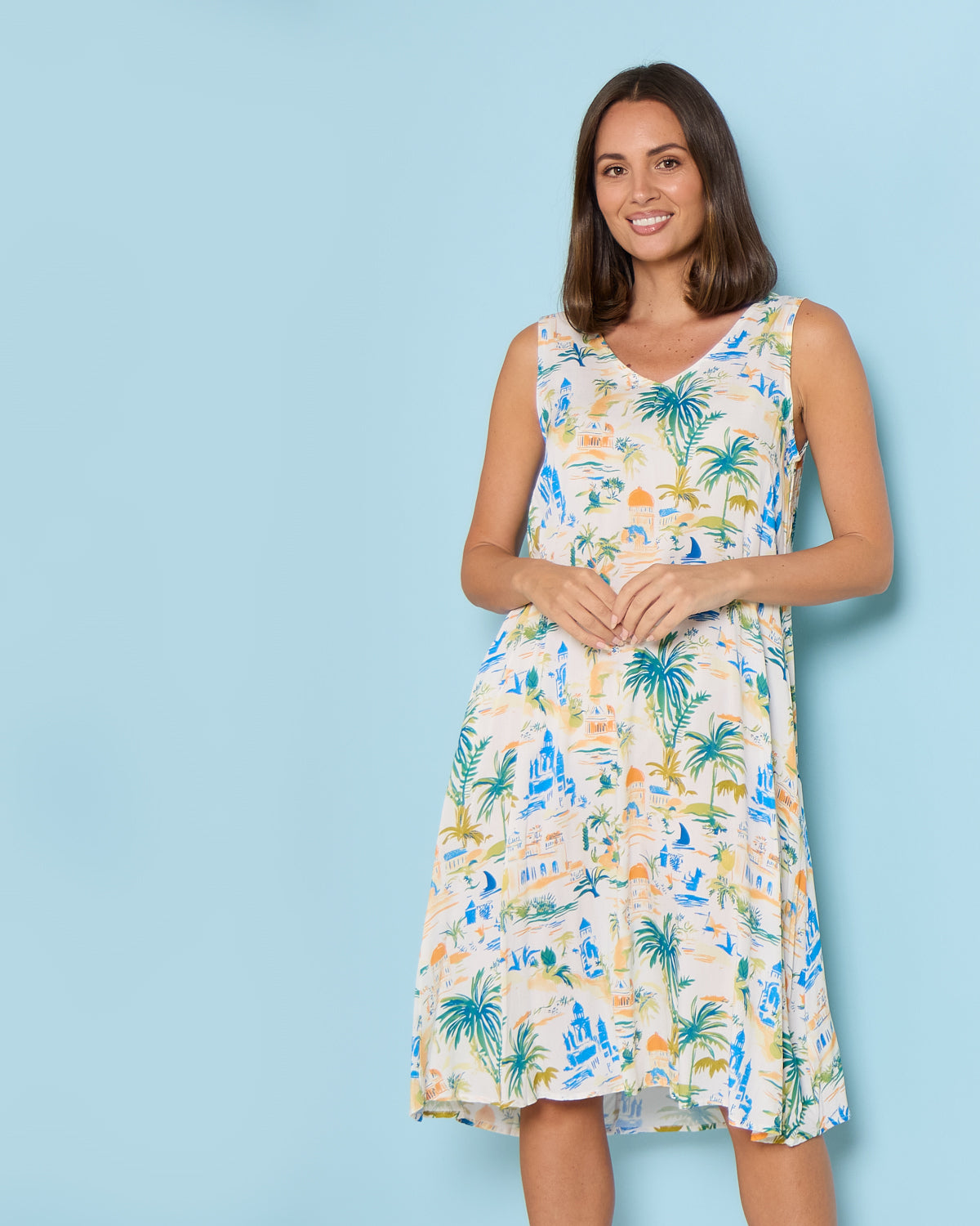 Sienna Sleeveless Petite Dress - Tropical Palace