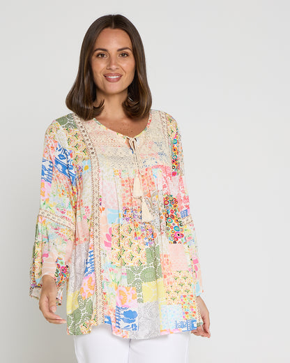 Elodie Boho Top - Sorbet Collage