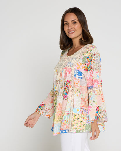 Elodie Boho Top - Sorbet Collage