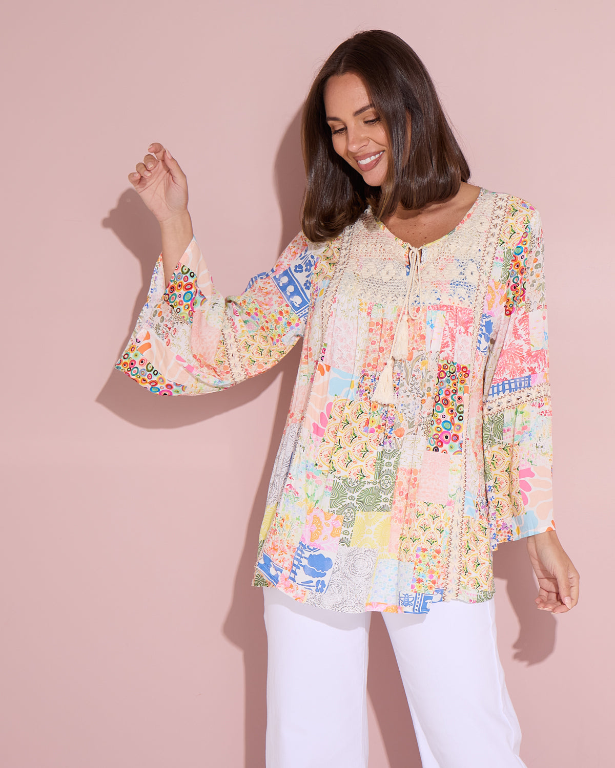 Elodie Boho Top - Sorbet Collage