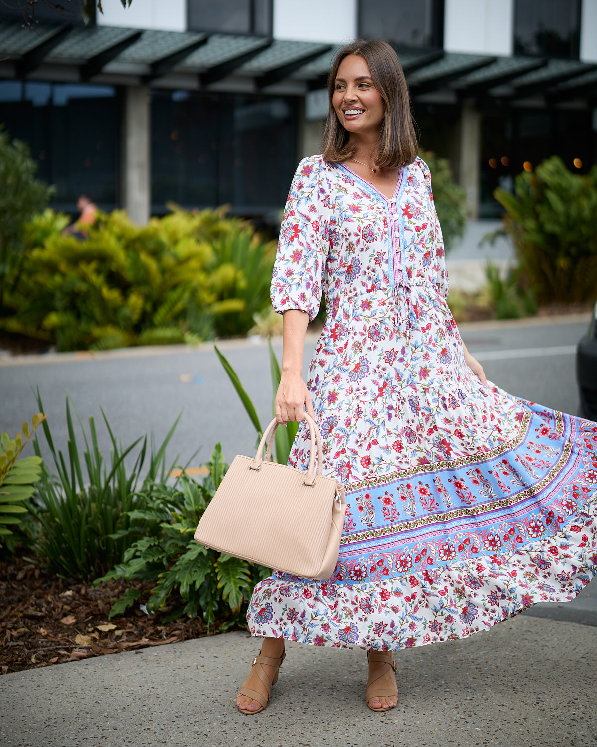 Annetta Dress - Raspberry Sky Jacobean