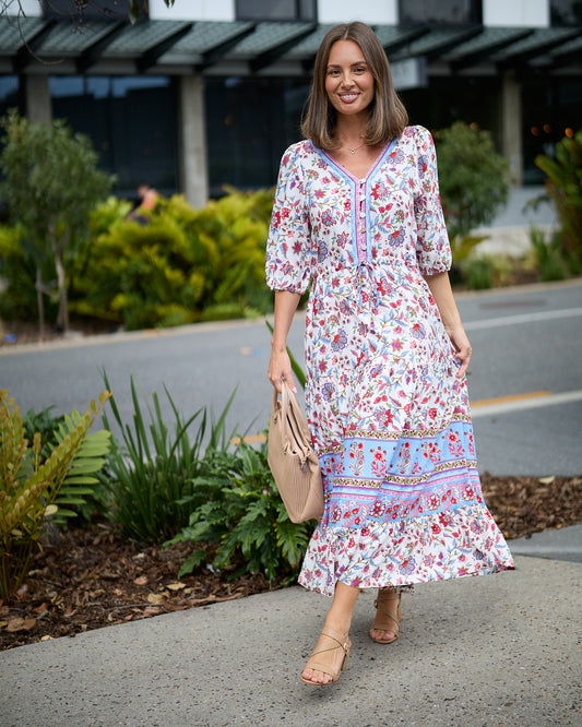 Annetta Dress - Raspberry Sky Jacobean