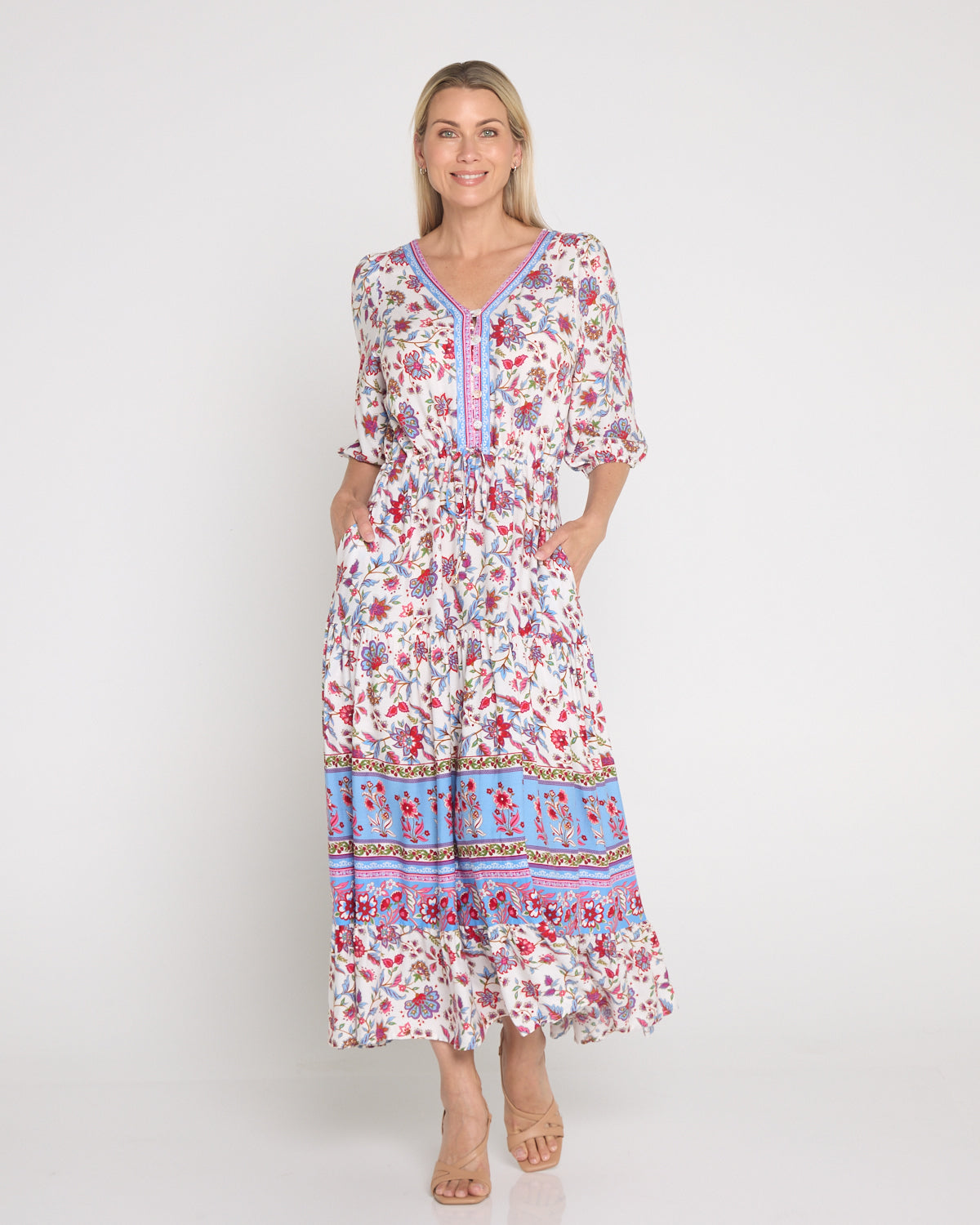Annetta Dress - Raspberry Sky Jacobean