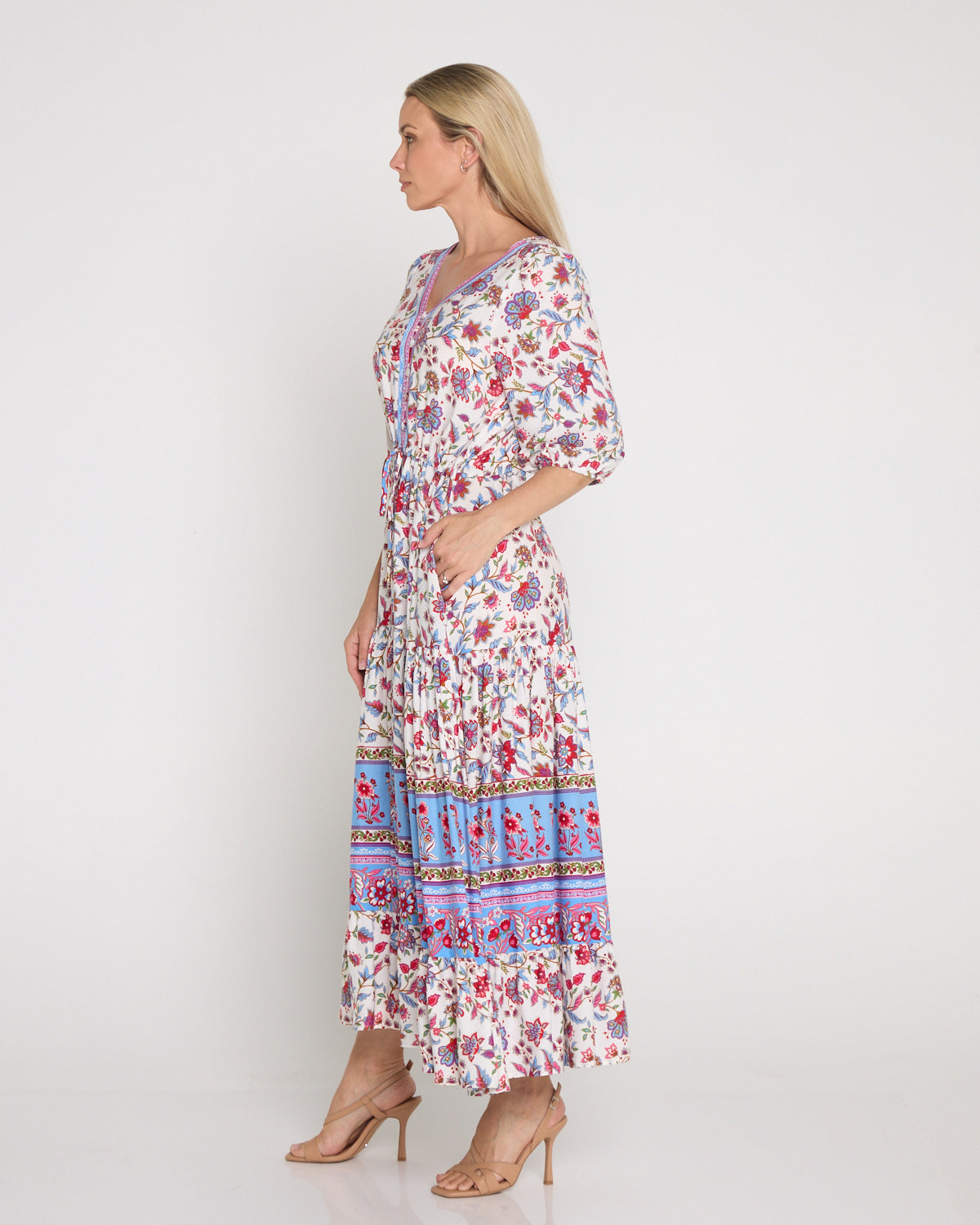 Annetta Dress - Raspberry Sky Jacobean