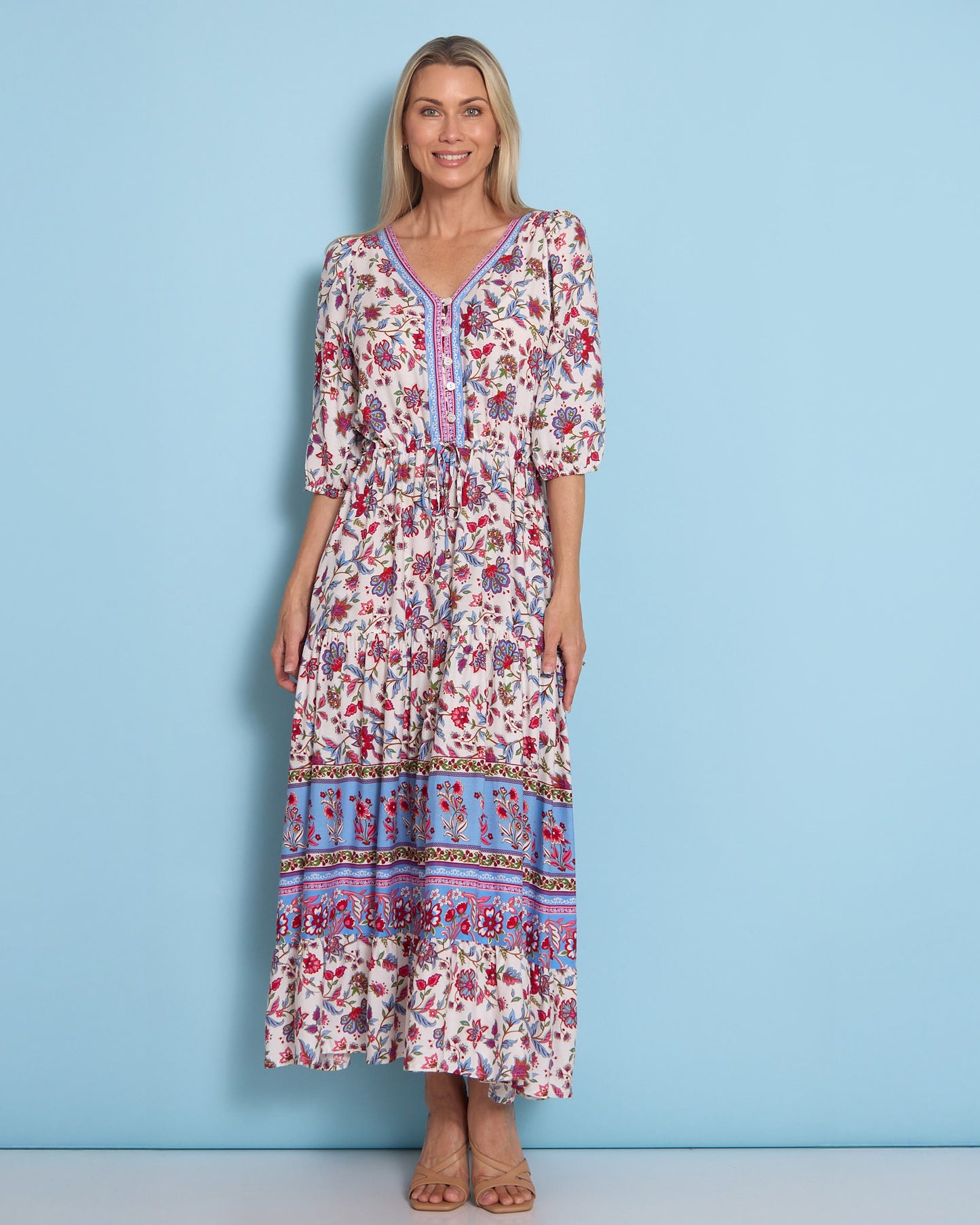 Annetta Dress - Raspberry Sky Jacobean