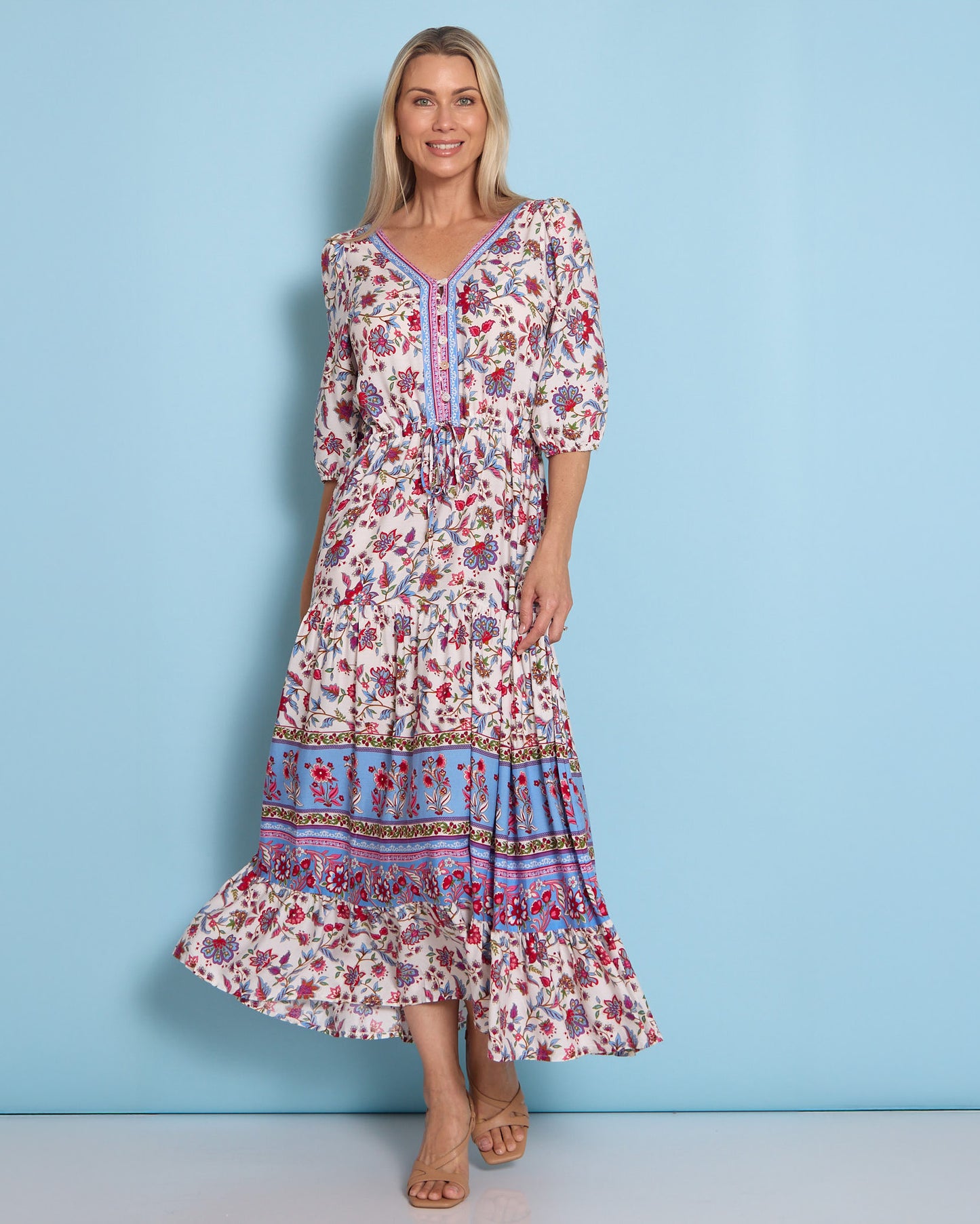 Annetta Dress - Raspberry Sky Jacobean