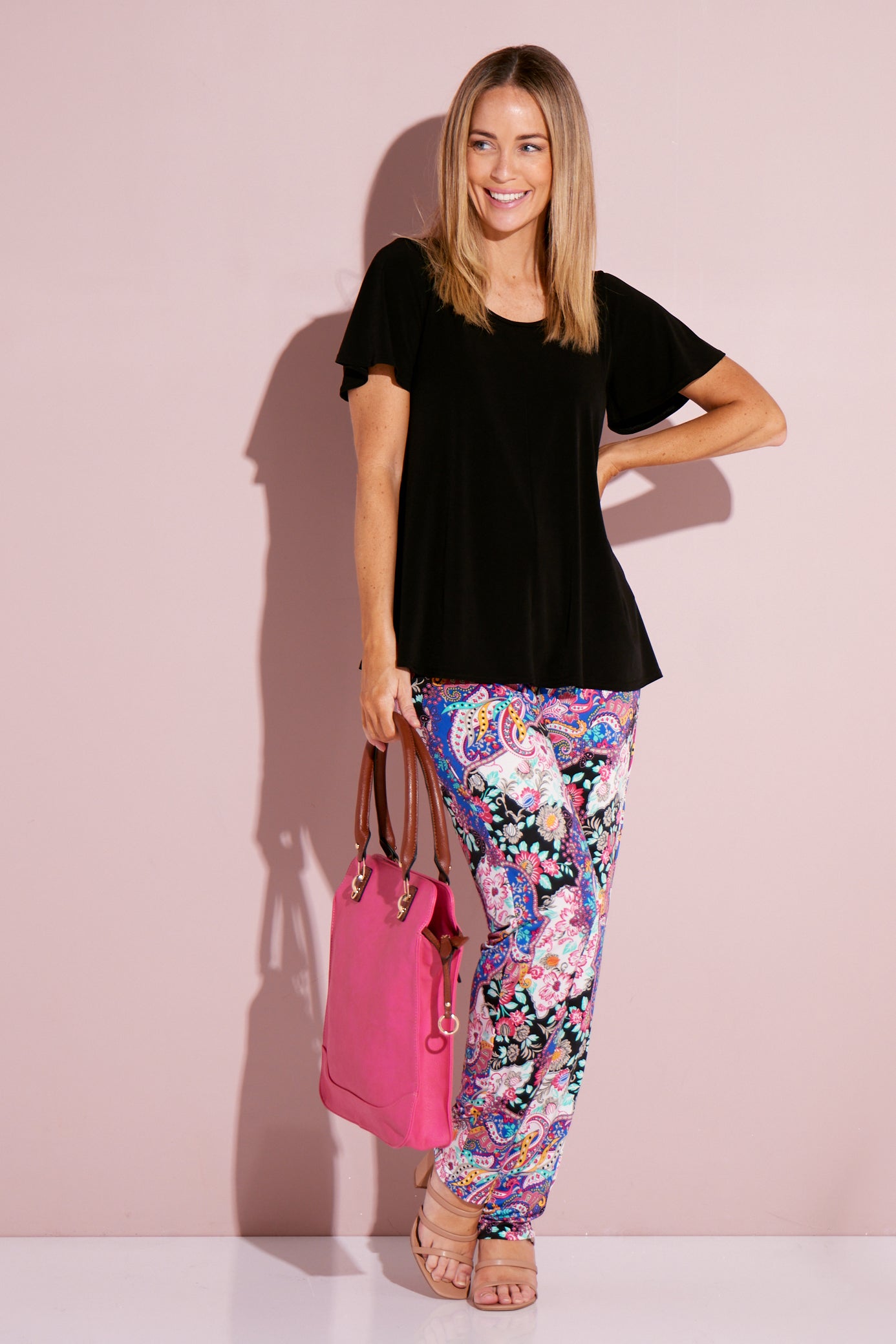 Gianna Printed Pants - Pink Paisley