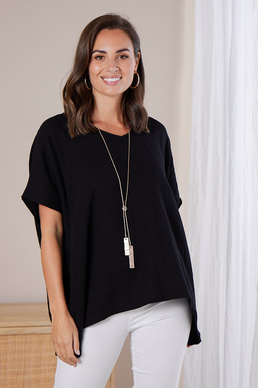 Tahiti Muslin Top - Black